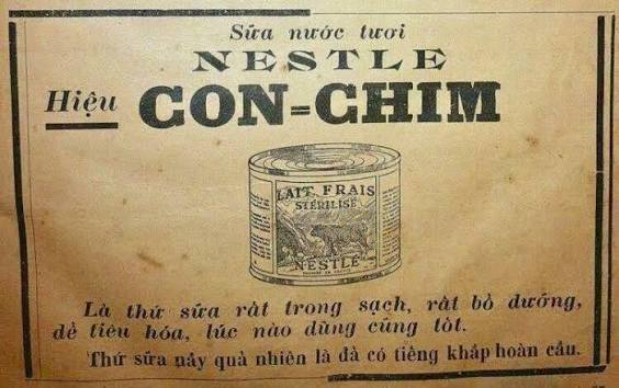 k0ushou's tweet photo. Nestle ads during Nguyen Dynasty. Also called "sua con chim" ('the bird' milk).
The title in the first ad said "Nestle brand cow's milk is the finest essential product in the world. As such, this milk can serve as a substitute for mother's milk to nourish young children, and its use should never be overlooked." in vietnamese and the same quote but in classical han.
