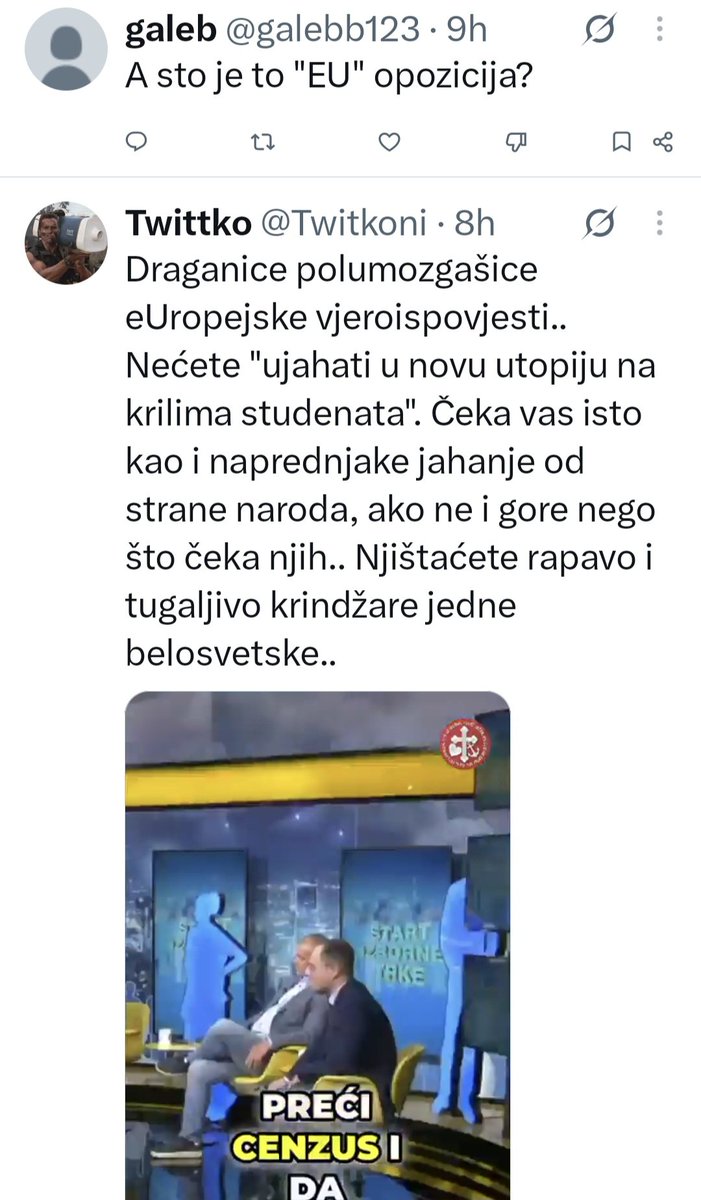 dragana115's tweet photo. Kada sam sa ovog profila koji ima 100pratilaca, podelila objavu o tome da EU opozicija NIJE PROTIV STUDENATA - u toku noći 😉se nakotilo evo sve sa slika onooliko BOTOVA. 
Možda je to i jedno govno s vise naloga? Ne znam. 

BOLI IH SARADNJA EU OPOZICIJE I STUDENATA.🤘
1️⃣0️⃣➕️ 3️⃣🟰✅️