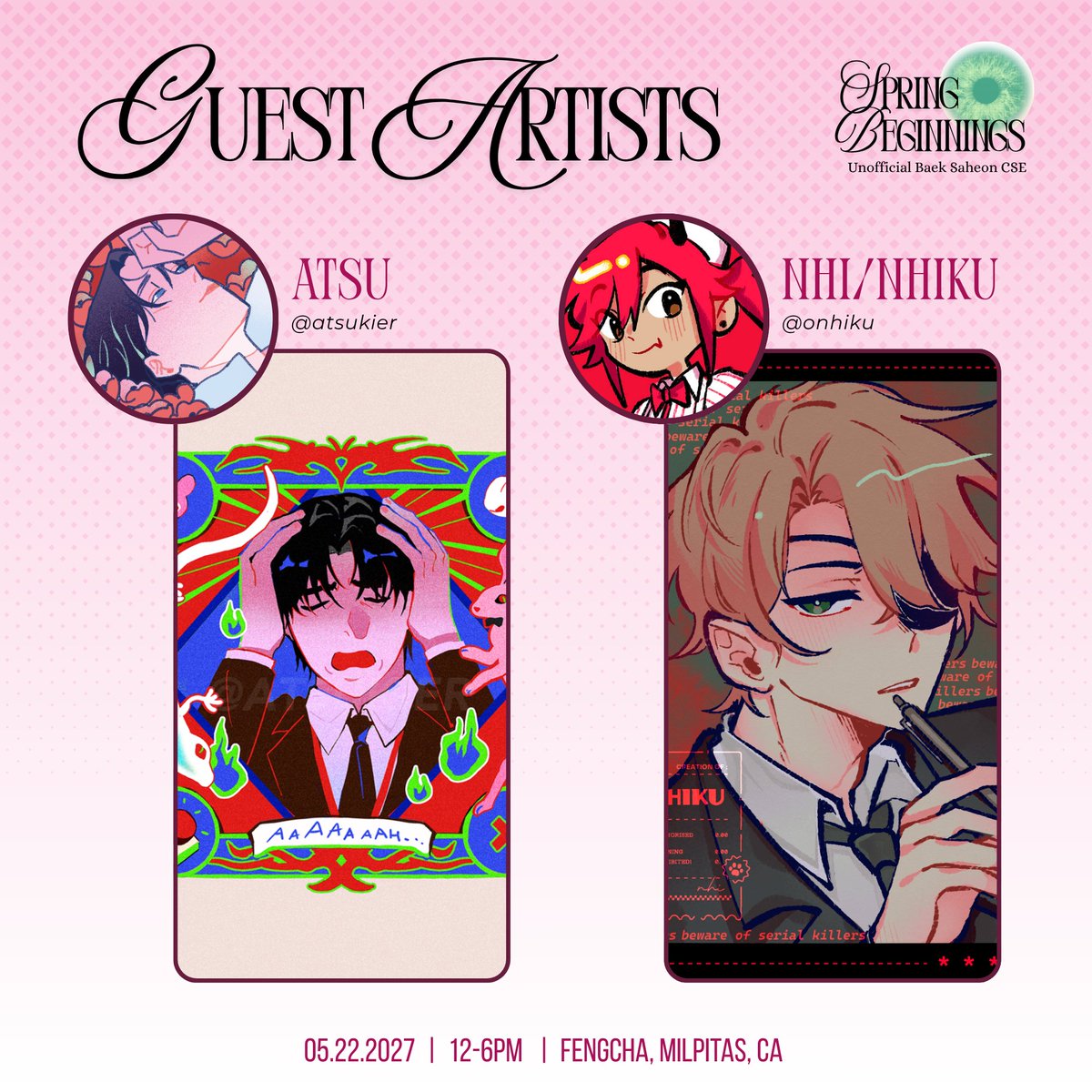 BSHspringbegins's tweet photo. GUESTS INTRODUCTION! °❀.ೃ࿔  

We can rejoice for a prosperous and lively spring because @atsukier and @onhiku are here! May they be safe from the bites and jabs of nefarious vipers~ 

 #괴담출근 #GSGW #GDCG https://t.co/UsIKaeBFd9
