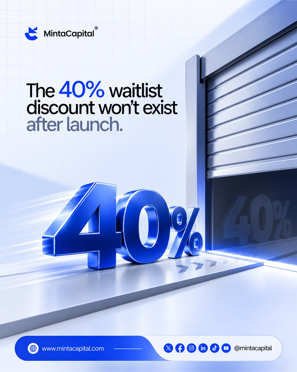 MintaCapital's tweet photo. The 40% off launch pricing is only available to people on the waitlist right now. Once we launch publicly, it's gone, permanently.

Not a marketing hook we recycle every few months. It's a thank you to the traders who trusted this before there was a public product to trust. Early belief gets rewarded once, properly.