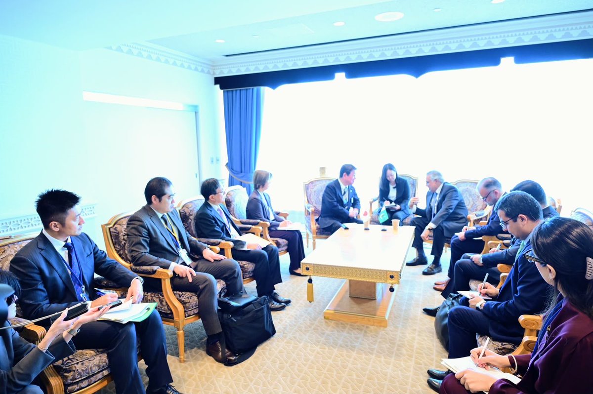 ForeignOfficePk's tweet photo. Deputy Prime Minister/Foreign Minister Senator Mohammad Ishaq Dar @MIshaqDar50 met with Japan’s Foreign Minister Toshimitsu Motegi on the sidelines of the 81st Session of the UNGA in New York today.

The two sides held a productive exchange on ways to further deepen bilateral cooperation, with particular emphasis on trade and investment, education, health, the automobile sector, and digital IT cooperation.

They also discussed regional and international developments, including the situation in the Middle East. Foreign Minister Motegi appreciated Pakistan’s diplomatic and mediation efforts in support of regional peace and stability. 

Both sides expressed hope that all sides would return to dialogue and pursue implementation of the Islamabad MoU. They also exchanged views on the implications of the situation for energy supplies, supply chains, and the global economy.

The two Ministers reaffirmed their commitment to sustaining the momentum of bilateral engagement and further expanding cooperation across areas of mutual interest.

#UNGA2026