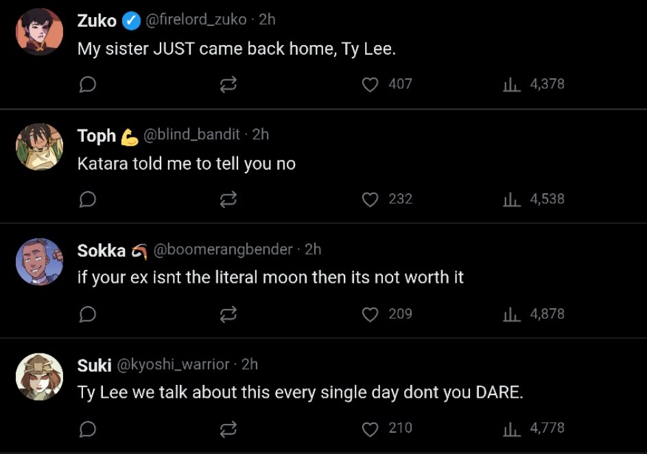 ghoulcap's tweet photo. #tyzula socmed au where everyone is SICK of ty lee's gay ass https://t.co/AerknXFSGm
