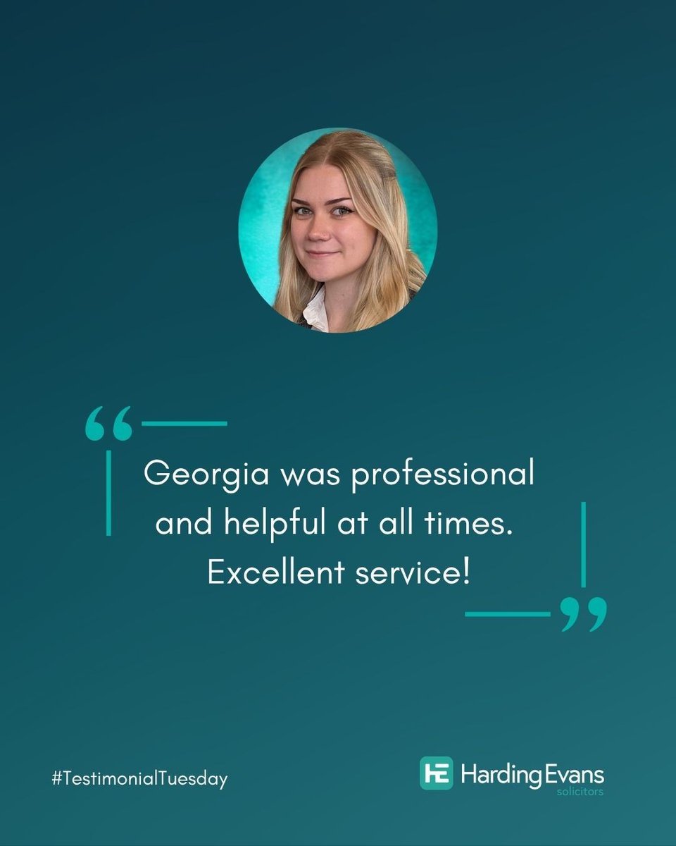 HardingEvans's tweet photo. #TestimonialTuesday ⭐

Great feedback for Georgia in our Wills &amp; Probate team!
Get in touch with our team today to discuss how we can help.
https://t.co/CgWcX4NPCn https://t.co/3tHiPDKtQA