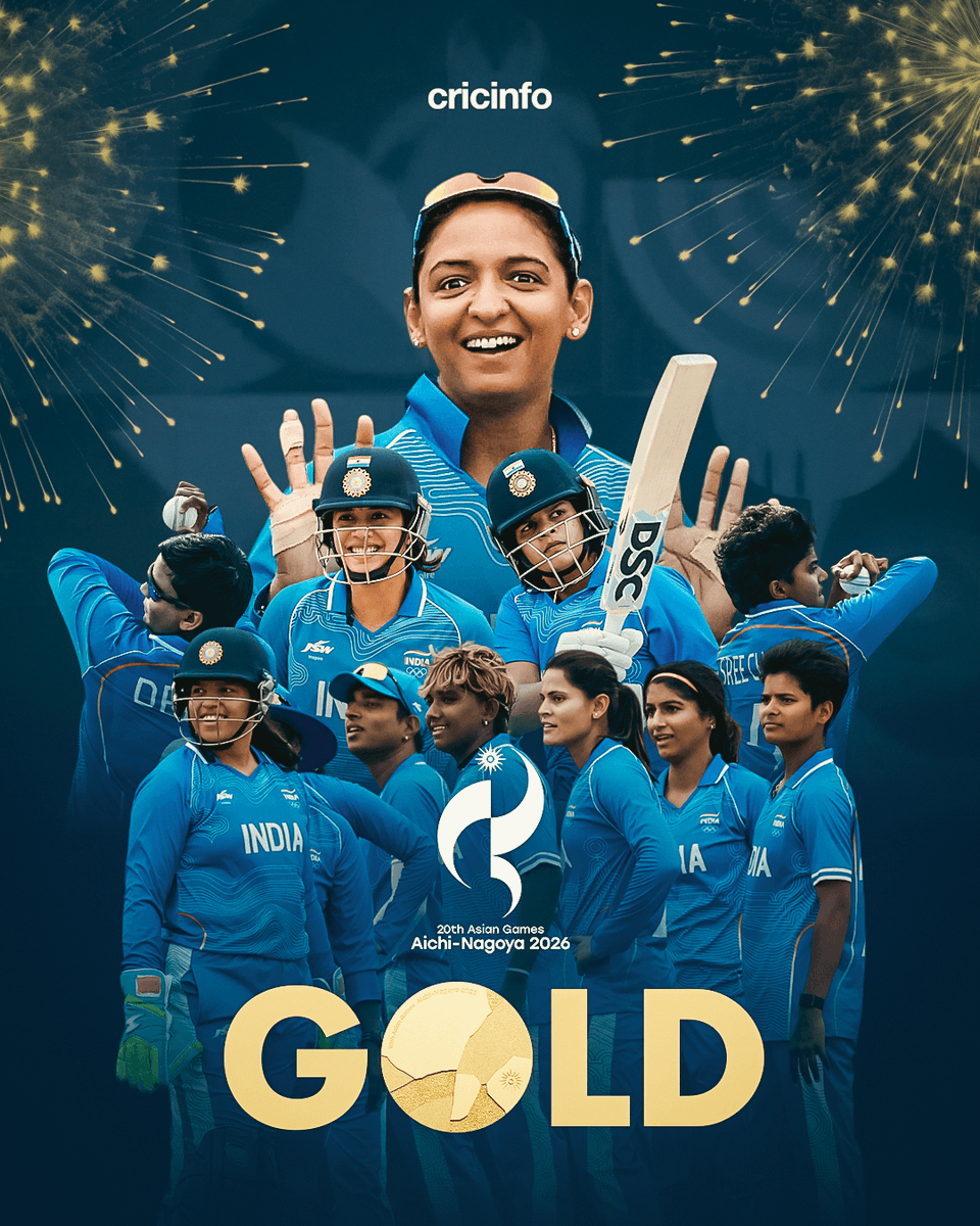CricinfoHindi's tweet photo. भारत ने श्रीलंका को हराते हुए #AsianGames2026 में स्वर्ण पदक जीत लिया है 🥇
श्रीलंका को रजत जबकि पाकिस्तान को कांस्य पदक मिला है
मैच कवरेज : https://t.co/nS47FT3jM4
#AsianGamesFinal | #INDvSL | #SLvIND https://t.co/7LIZ7J9GDD
