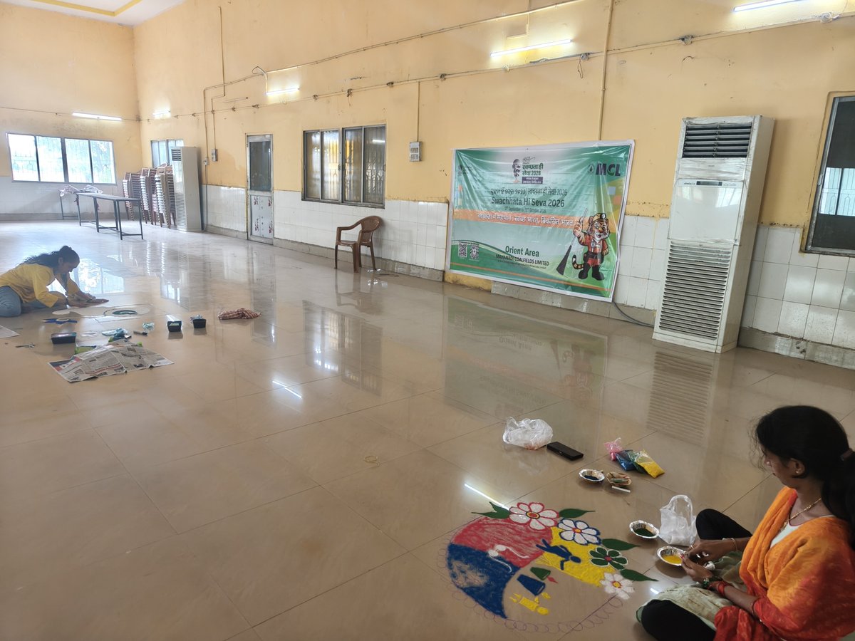 OrientArea_MCL's tweet photo. Rangoli Competition was organised among the female spouses of employees of Orient Area under Swachhata Hi Seva campaign. The event showcased the creativity &artistic talent of the participants while spreading the message of cleanliness and hygiene #SwachhataHiSeva2026 #MyMCL https://t.co/EcNznyquZm