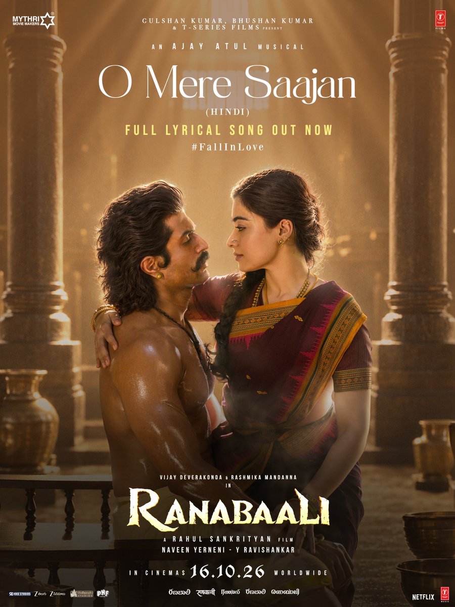 RanabaaliFilm's tweet photo. Let us fall in love with Ranabaali, Jayamma &amp; their beautiful world ❤️

#Ranabaali first single lyrical video out now 🎼💕
▶️https://t.co/H1fcff6JPa

An #AjayAtul musical 🎼

#Ranabaali GRAND RELEASE WORLDWIDE ON 16.10.26.

#NeverForget
#RanabaaliOnOct16th https://t.co/WbvWyLHLI2