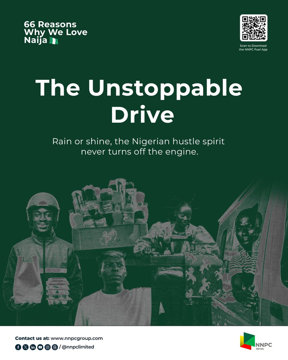 nnpclimited's tweet photo. Rain or shine, nothing stops this country from moving. Wherever the week takes you, we will keep your tank fuelled.
Download the NR Fuel App by scanning the QR code or visit https://t.co/NPVnY1sp5r today.
#NNPCNaija66
#FuelTheFreedom
#EnergyForToday
#EnergyForTomorrow https://t.co/HwXhAD001A