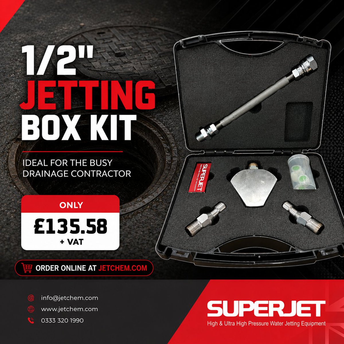Superjet_UK's tweet photo. Save money and keep your jetting nozzles tidy with our jetting box kits. These are available in a range of options with the small 1/2" set being one of our most popular options.

Buy online - https://t.co/TQMh5Qnjht

#jettingnozzles #teamsuperjet https://t.co/i9nYboGNW4