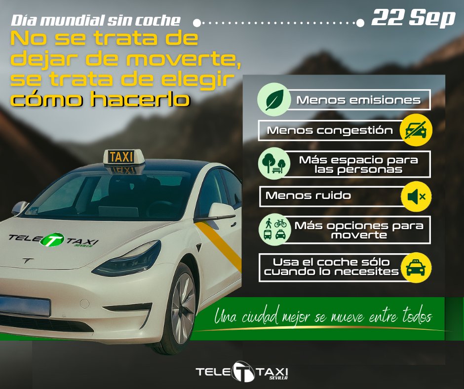 TeletaxiSevilla's tweet photo. 🌿 No se trata de no moverse. Se trata de elegir cómo hacerlo

🚶 Caminar
🚲 Bicicleta
🚌 Transporte público
🚖 Taxi cuando lo necesitas

Menos dependencia del coche privado, más opciones para movernos

Hoy, cada elección cuenta 💚

#DíaMundialSinCoche #Sevilla #TeleTaxiSevilla https://t.co/FlCNudrk0p