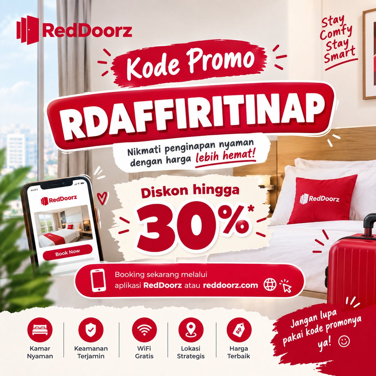 RedsellerKar's tweet photo. Yang lagi punya rencana liburan, sini merapat 🫵🏻👀
Ada kode promo RDAFFIRITINAP buat booking RedDoorz ✨
Save sekarang, mikir trip-nya belakangan 😭
#RedDoorz #KodePromo #LiburanHemat #Staycation #FYP https://t.co/qYfuEKY6Ol