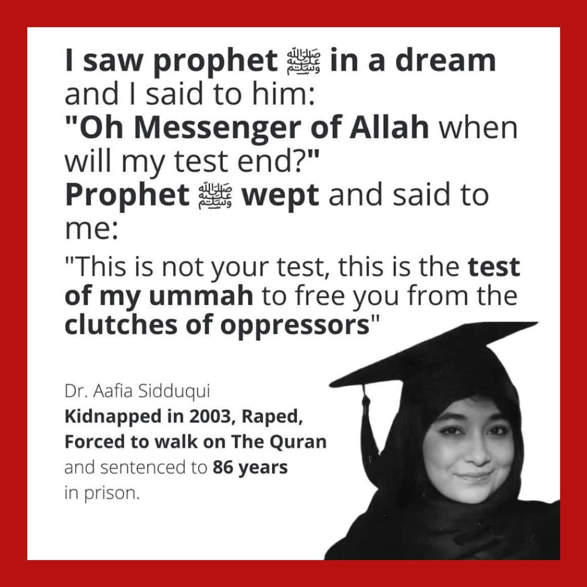 doamuslims's tweet photo. The Dream of Dr Aafia Siddiqui... https://t.co/YThDxOoVgw