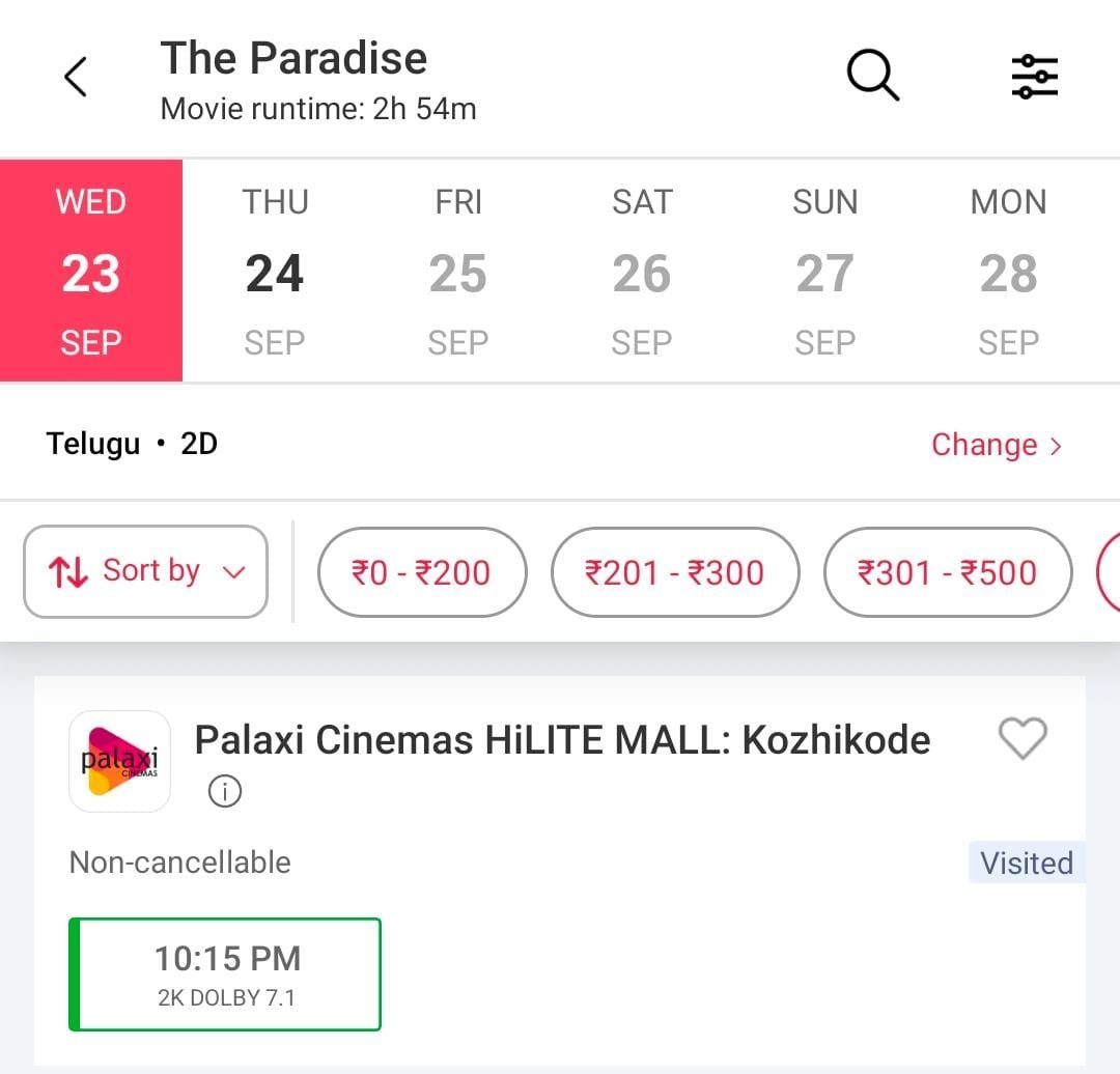 Vedvardhanhere's tweet photo. #TheParadise Telugu Premiere Show Booking Opened At Calicut Palaxi Cinemas https://t.co/7zG7dK4wVs