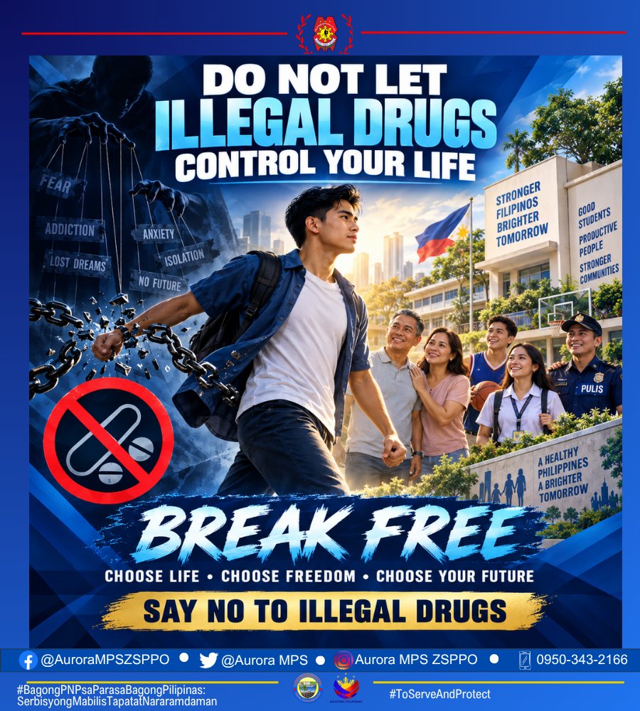 AuroraMPS's tweet photo. 𝐃𝐎 𝐍𝐎𝐓 𝐋𝐄𝐓 𝐈𝐋𝐋𝐄𝐆𝐀𝐋 𝐃𝐑𝐔𝐆𝐒 𝐂𝐎𝐍𝐓𝐑𝐎𝐋 𝐘𝐎𝐔𝐑 𝐋𝐈𝐅𝐄.

Illegal drugs can take away your health, freedom, relationships, opportunities, and dreams. Break free from harmful influences and make choices that lead to a brighter future. https://t.co/zvgsf0AHCB