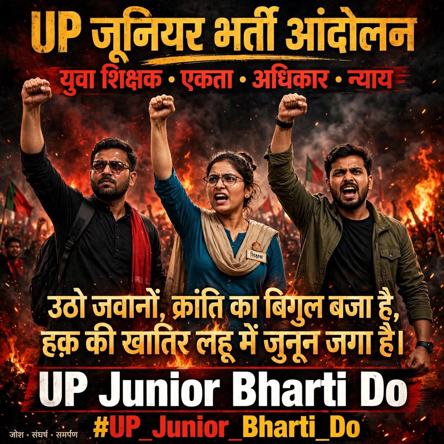 abkve's tweet photo. #UP_Junior_Bharti_Do
प्राथमिक शिक्षक भर्ती जारी कर दिया गया,
जूनियर शिक्षक भर्ती की भी घोषणा हो।

कक्षा 6–8 के लिए योग्य अभ्यर्थियों को भर्ती का अवसर मिलना चाहिए।
अपर प्राइमरी के पदों पर भर्ती शुरू करो। https://t.co/hmXtXi91dF