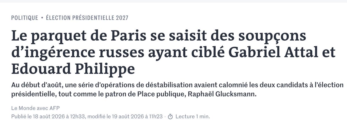 bouliboulibouli's tweet photo. Un compte russe à 10 abonnés fait 3 vues sur Edouard Philippe, des dizaines d'articles et ouverture d'une enquête.

L'adjoint de Poutine dénigre Marine Le Pen, pas de réaction. https://t.co/Y8uEcmpCcB