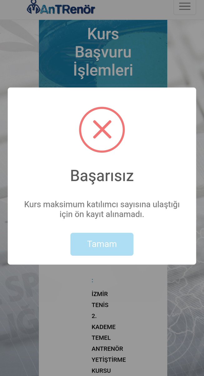Banamamide's tweet photo. 150 kişilik kapasiteli kursa 10 kişi kayıt yapıyor ama ne hikmetse kapasite doldu diye işlem yaptırmıyorsunuz teşekkürler @TTForgtr https://t.co/H5LkPxcfX7