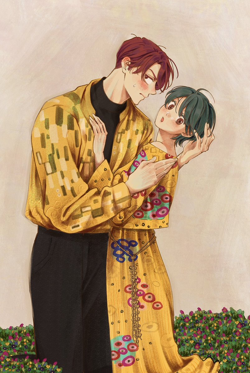 artfoliosms's tweet photo. I made “The Kiss” inspired artwork of Chiara &amp; Ezra, originally meant to be a full body artwork where they are on their knees, but then i got so tired and lost my will to finish it but i put so much effort on making this so here we are, the unfinished cropped version ✍️💋 https://t.co/rP9z61a8Hm