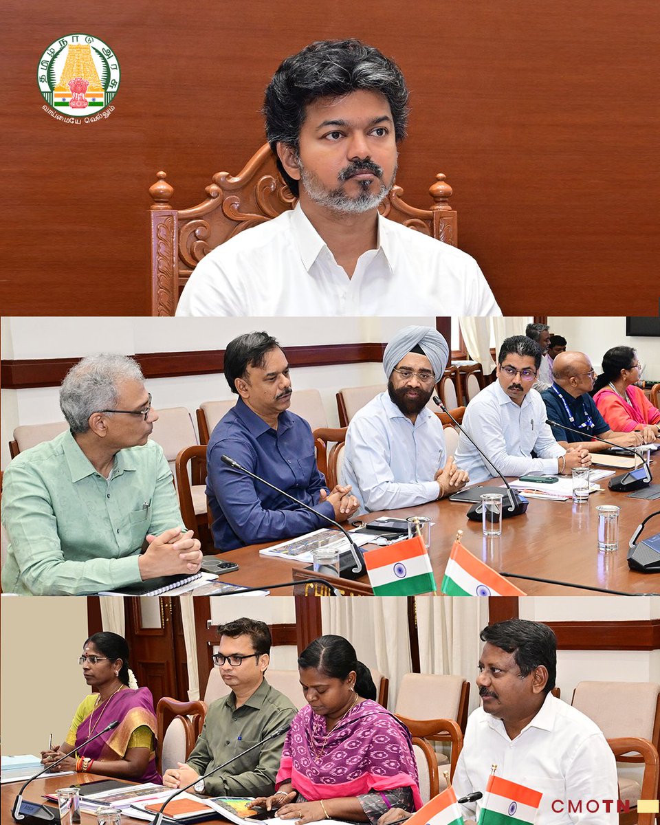 CMOTamilnadu's tweet photo. மாண்புமிகு தமிழ்நாடு முதலமைச்சர் திரு.ச.ஜோசப் விஜய் அவர்கள் தலைமையில் இன்று (22.9.2026) தலைமைச் செயலகத்தில், கூவம் ஆறு மறுசீரமைப்புத் திட்டத்திற்கான விரிவான திட்ட அறிக்கை தயாரித்தல் மற்றும் மேம்பாட்டுப் பணிகள் மேற்கொள்வது குறித்த ஆய்வுக் கூட்டம் நடைபெற்றது.

#CMJosephVijay‌ https://t.co/c1N1XQemQm