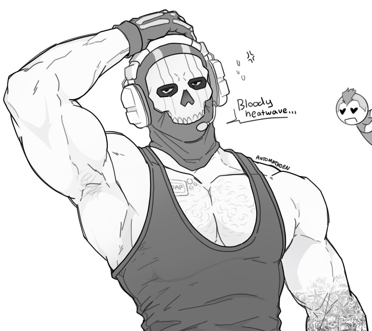 antomatkoen's tweet photo. Taking us back to the horrible UK heatwave
-
Except it’s more Ghostsoap slop

Here’s a little doodle to start the morning off 🧡

#callofduty #mw4 #mw3 #mw2 #mw #ghostsoap #soapghost #ghoap #simonghostriley #johnsoapmactavish #soapcod #ghostcod #fanart #modernwarfare https://t.co/zmNNsUw2CA