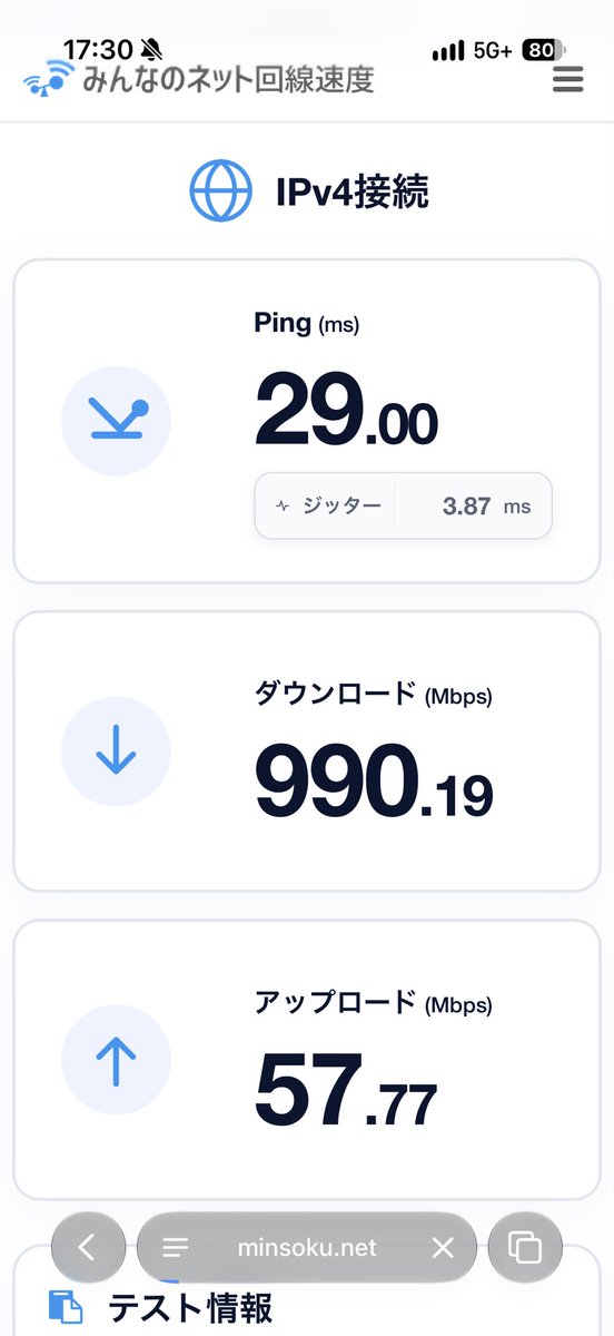 AkazukiX's tweet photo. povoめちゃ早くてびっくり。光回線でも見た事ない速度出てる笑 https://t.co/23Bi3K6tXw
