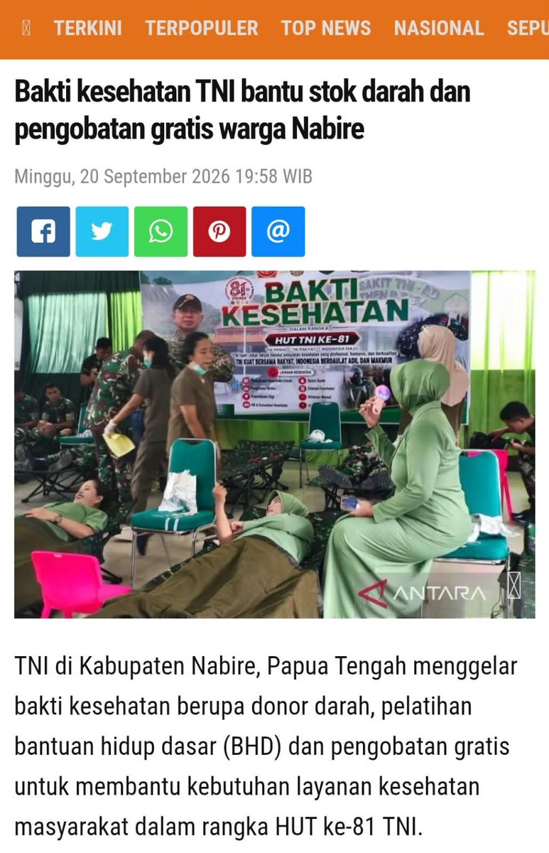 RaniaSalsa29's tweet photo. TNI bukan sekadar penjaga kedaulatan bangsa, melainkan juga kawan rakyat. Dari perkotaan hingga pelosok terpencil, pengabdiannya nyata tanpa pandang suku, agama, ras, dan golongan.
Wujud Aksi Nyata https://t.co/jKwhdvUEhp