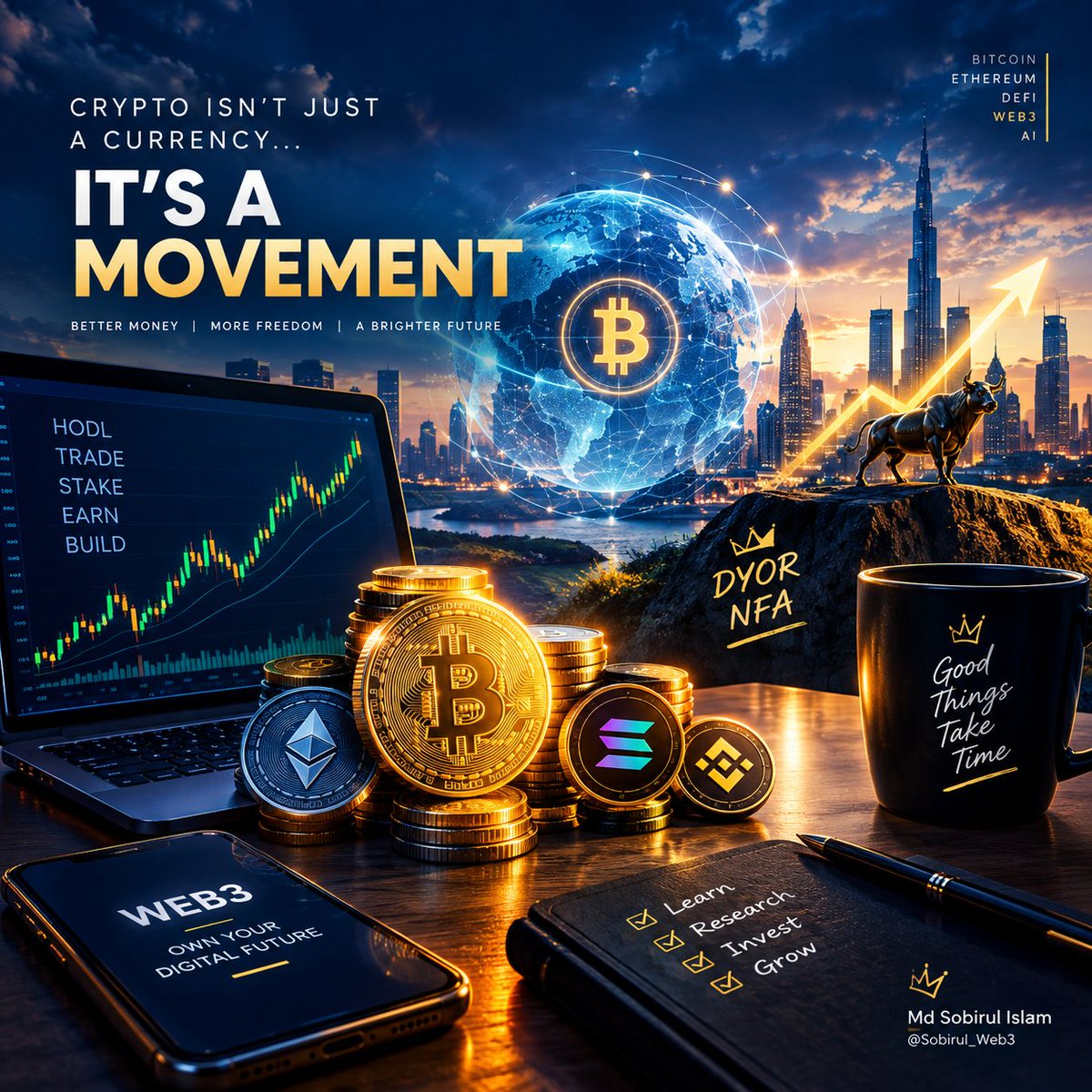 Sobirul_Web3's tweet photo. Crypto isn’t just a currency.
It’s a movement.

Learn. Research. Build. Grow.
The future belongs to those who understand it early.

#Crypto #Web3 #DeFi #Bitcoin #AI https://t.co/4UbBBRcYeg
