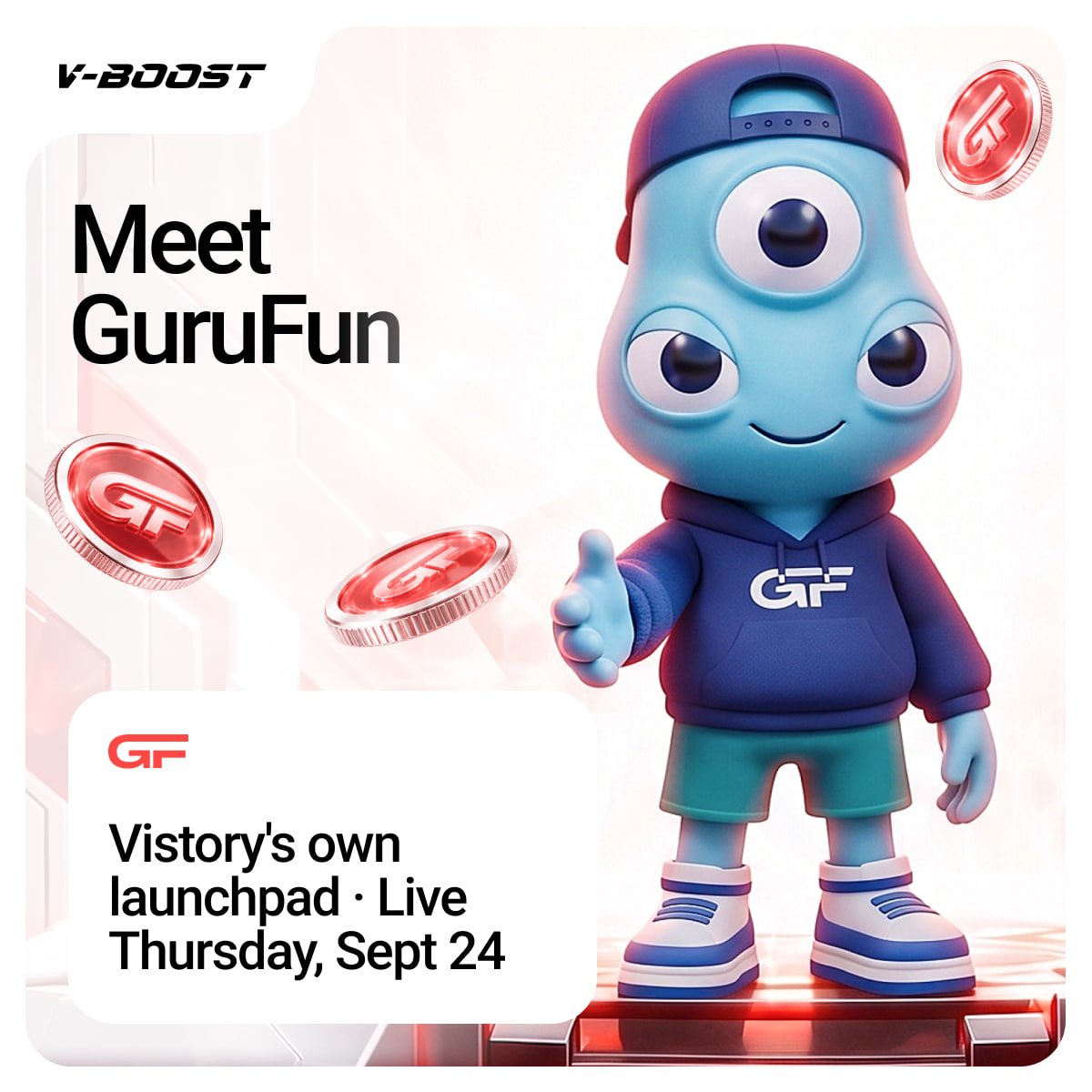 VBoostX's tweet photo. @VistoryX is opening its own launchpad. Thursday, Sept 24.

Meet @GuruFun — a Community Pad on Solana, where the community decides which ideas get a market before there's a price.

✅ Licensed
✅ Not starting from zero
✅ A Community Pad, not a memepad

Same Passport. Same BGB.