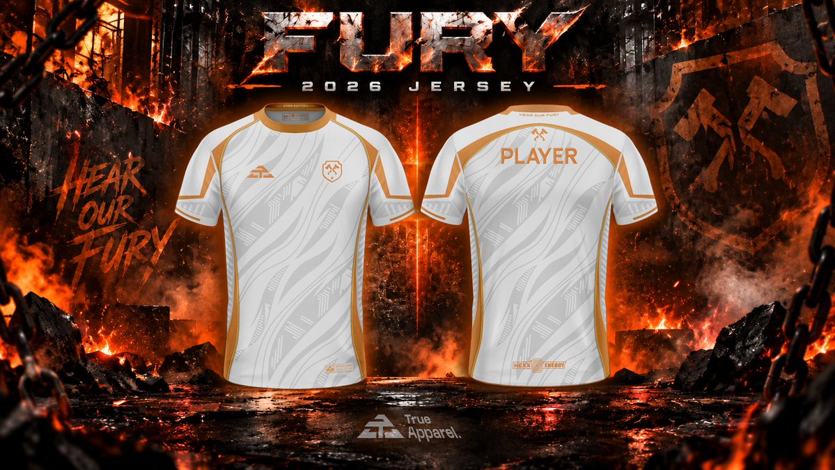 TrueApparelCo's tweet photo. 🔥 THE NEW FURY JERSEY HAS ARRIVED 🔥
Built to stand out. Built to compete.🪓
The FURY 2026 Jersey 🧡🤍
🔥 HEAR OUR FURY 🔥
PRE ORDER NOW 👇
https://t.co/79XtHhzEqm
#StayTrue #TrueApparel #Esports #HearOurFury https://t.co/dJPeeeuz3L