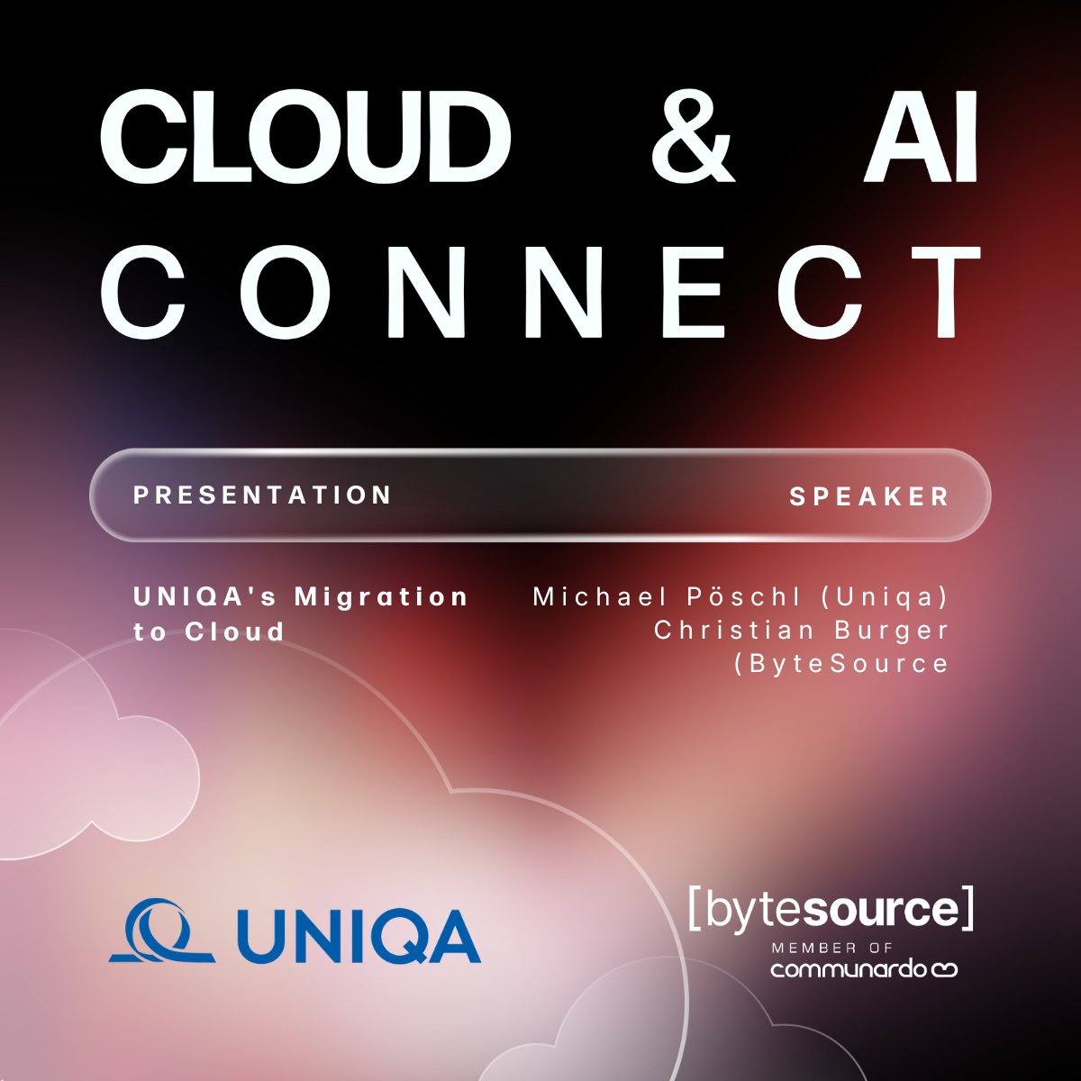 ByteSourceNet's tweet photo. 🔥 Meet the speakers: Cloud &amp; AI Connect Vienna '26

UNIQA's Atlassian Cloud migration journey

Christian Burger (ByteSource) &amp; Michael Pöschl (UNIQA)

📅 Sep 29 | 1 PM | k47. wien
🎟️ https://t.co/dOrPa5u4Fx

#CloudAIConnect26 #Vienna https://t.co/XGQn7x1fse