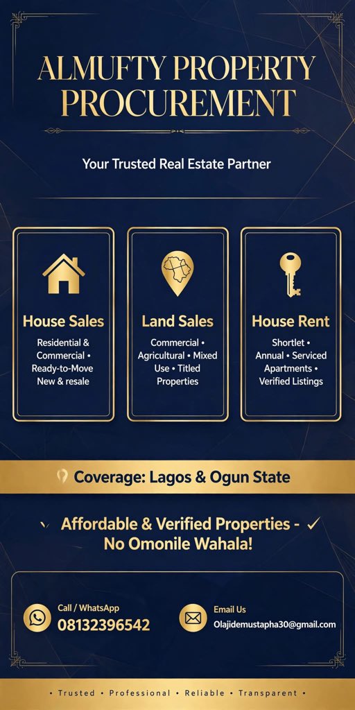 OlajideMustaph3's tweet photo. @yomoney999 I’m a realtor … you need anything land or house to buy or sell … hit me up https://t.co/JQJfsr9T1W