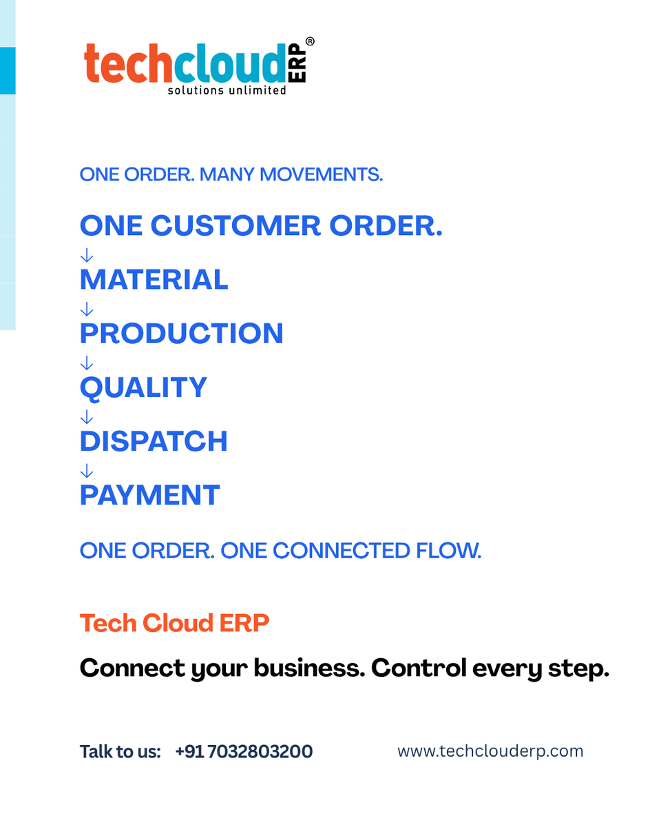 TechCloudERP's tweet photo. Get a FREE demo now!
📞 Call Us: +91 7032803200

#techclouderp #bestERP #No1ERP #CloudAccess #AccessAnywhere #ManufacturingERP
#erp #BestERPInIndia #BestCloudERPInIndia #BestERPInHyderabad https://t.co/DZaj2PQVXu