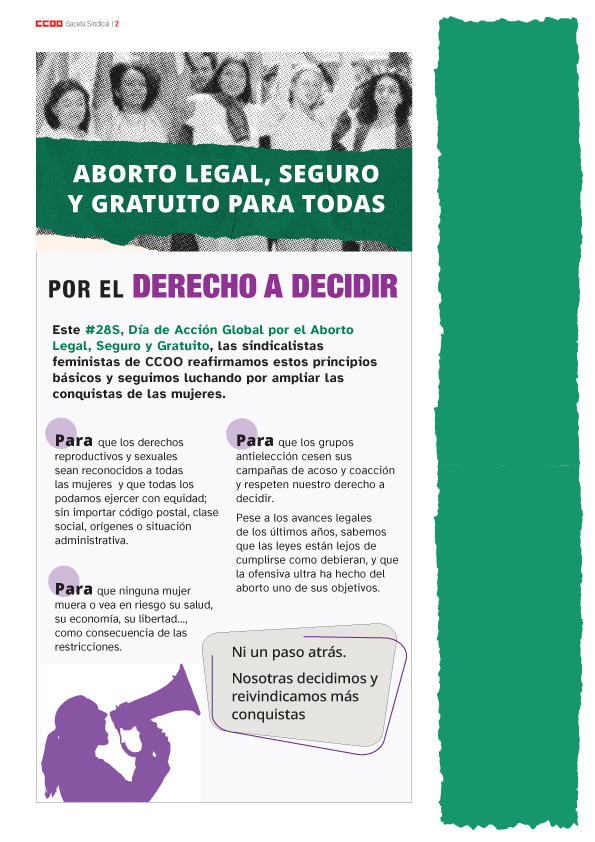RevTrabajadora's tweet photo. 📣Ni un paso atrás. Nosotras decidimos. 

Ante la amenaza reaccionaria, más derechos ‼️

Sigamos avanzando. Toda la info en la 🗞️Gaceta Sindical 👇🏻 https://t.co/lbWwdUDh4t