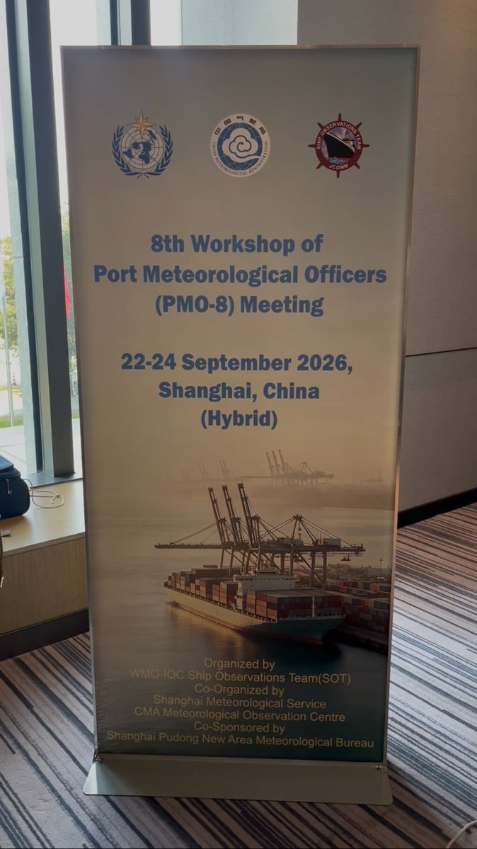 capjuliomonroy's tweet photo. Primer día del PMO-8 en Shanghái. Taller de Port Meteorological Officers, organizado por la @WMO y la Administración de Meteorología China.

El tema de fondo: cómo se arma y se sostiene el sistema de observación de buques (VOS), fundamental para alimentar los modelos meteorológicos que usamos a diario.

Escuchando y comparando prácticas. Colombia debe continuar haciendo más presencia en este tipo de escenarios internacionales donde se dan discusiones y se presentan aportes por el bien global.