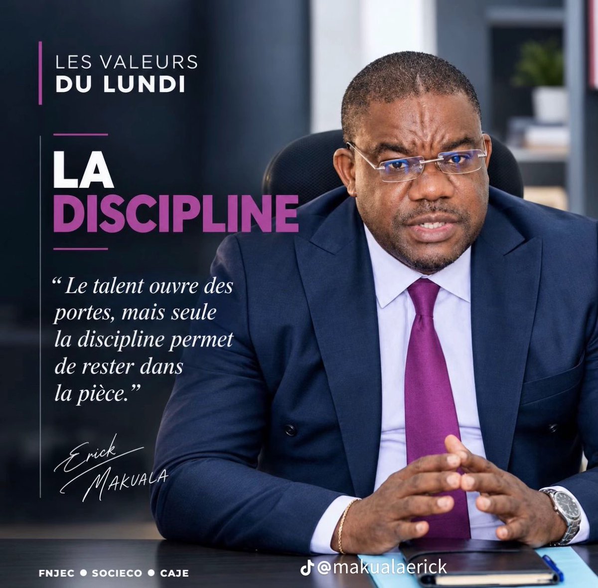 VISIONPRONEW_'s tweet photo. "Le talent ouvre des portes, mais seule la discipline permet de rester dans la pièce." 
 •  Erick MAKUALA
#LaDiscipline #LundiMotivation https://t.co/r7Fmt3LGS4
