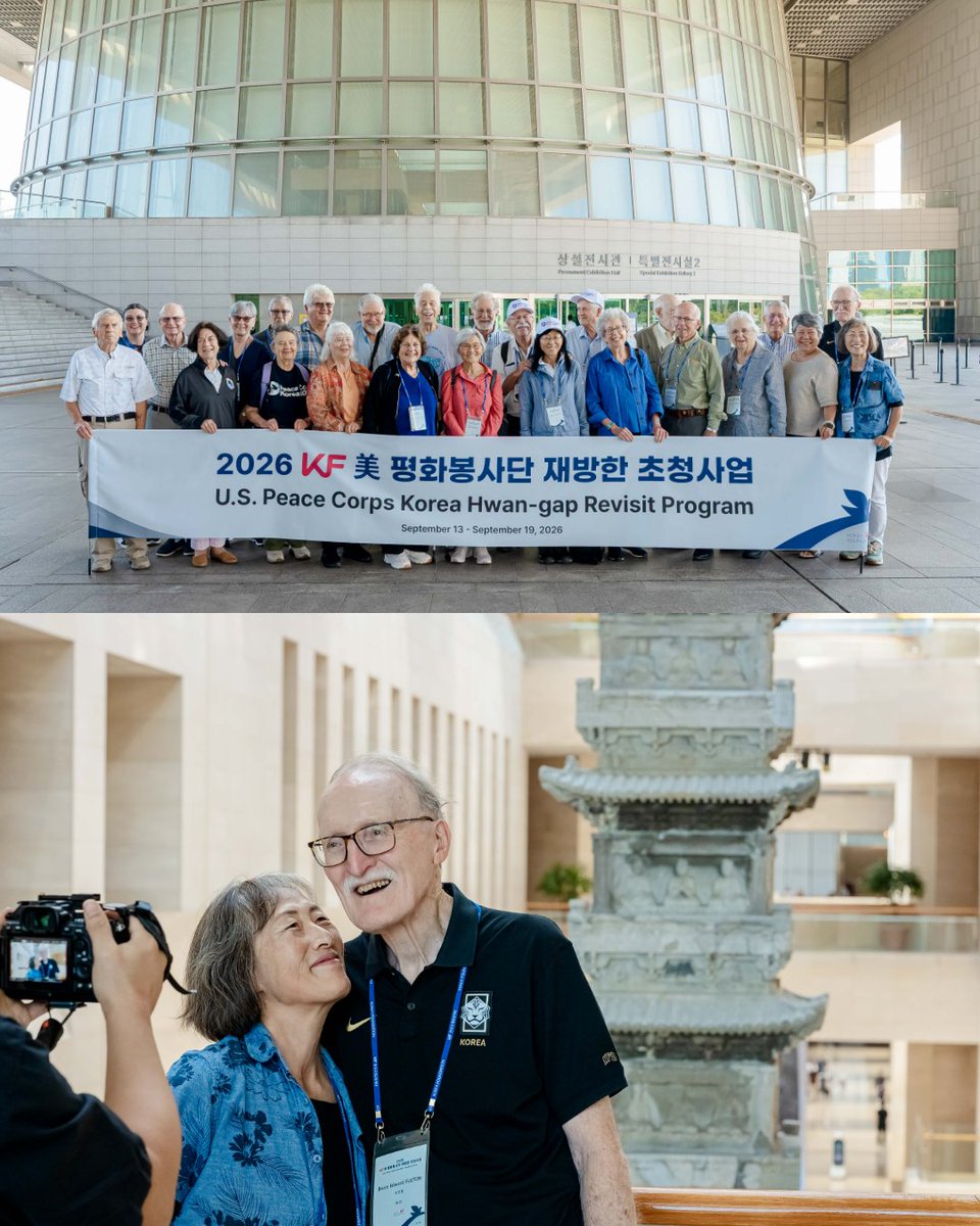 KoreaFoundation's tweet photo. To mark the 60th anniversary of the U.S. #PeaceCorps’ arrival in Korea, the KF invited former U.S. Peace Corps Volunteers who served in Korea and their families to revisit the country once more. 🇰🇷🇺🇸

📚 Looking back on the past 60 years in Korea and the Volunteers’ service
🏛️ Experiencing Korea’s history and culture
🤝 Reconnecting with Korea and old friends
