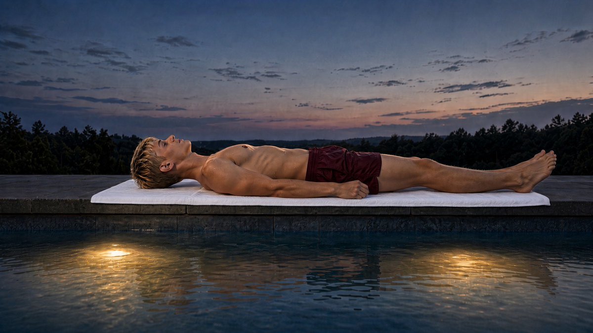 Grives10's tweet photo. He stayed until the lights came on.
The sky did the rest.
Hashtags:
#BlueHour #Poolside #AfterSwim #CinematicPhotography #MalePortrait #VisualStory #Twilight #SideProfile #ai https://t.co/lnbX05SzYw