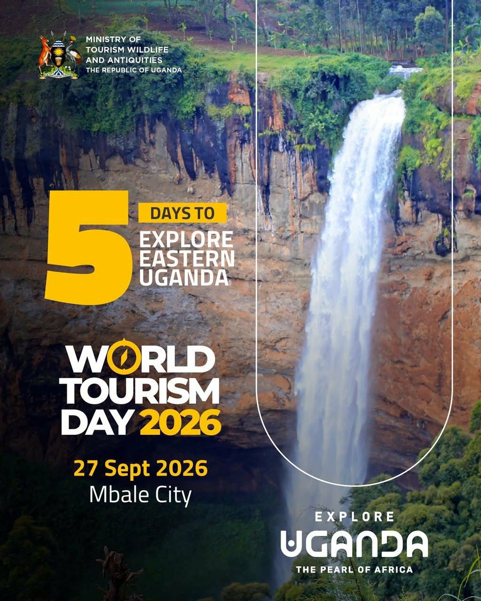 SSsesolo's tweet photo. Eastern Uganda continues to call. The waterfalls and landscapes of the East invite you to the celebrations in Mbale; 

Event: World Tourism Day 2026 - #WTD2026
🗓️27 September
📍Mbale City

#ExploreUganda #GoldenPosts https://t.co/vRBwvqTD9c