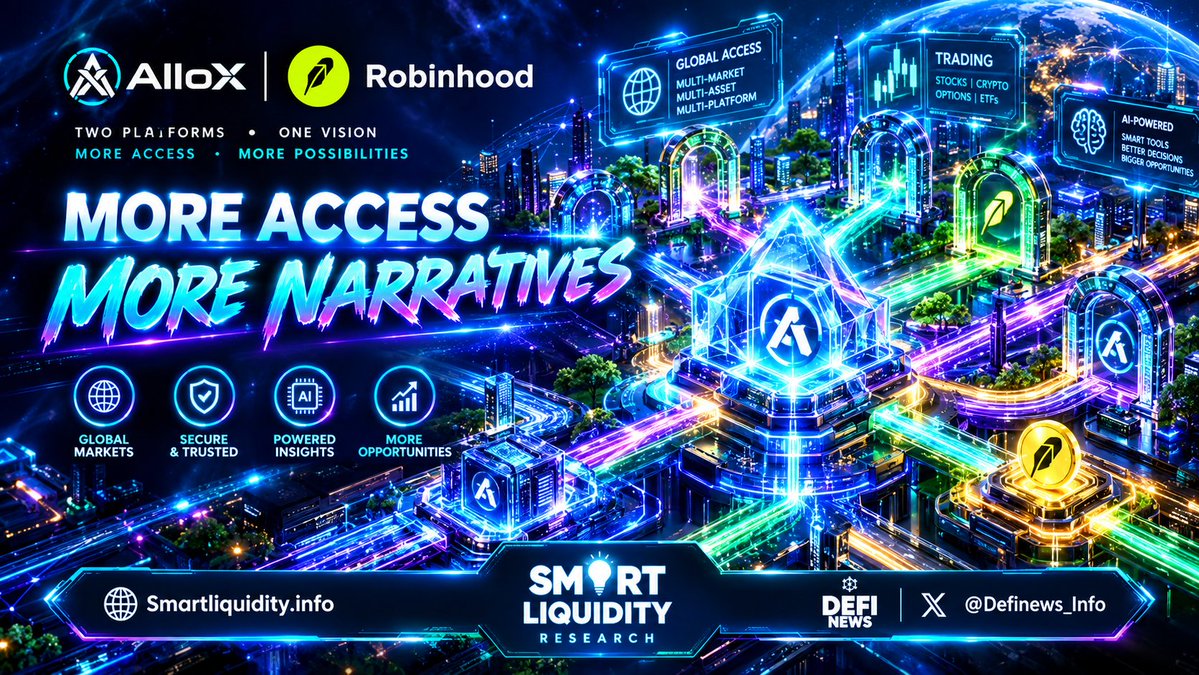 Definews_Info's tweet photo. 📢 @alloxdotai is expanding its map, with an upcoming integration with @RobinhoodCrypto on the horizon. 

🚀 While the integration isn’t live yet, it marks another step toward bringing AI-driven, narrative-based portfolios to ecosystems where capital already lives. 

🪝 Same non-custodial, on-chain execution — now with more narratives, more access, and more chains ahead. 

🔽 VISIT
https://t.co/yND3EkoVTx
#Definews