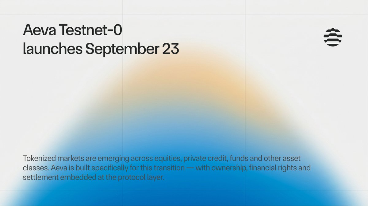 AevaChain's tweet photo. 1/5 Tomorrow, Aeva Testnet-0 goes public.

Aeva is a sovereign, asset-native Layer 1 designed around the infrastructure requirements of financial assets. Not simply token issuance.

Ownership, financial rights, settlement, encumbrances and income are represented directly at the protocol layer.