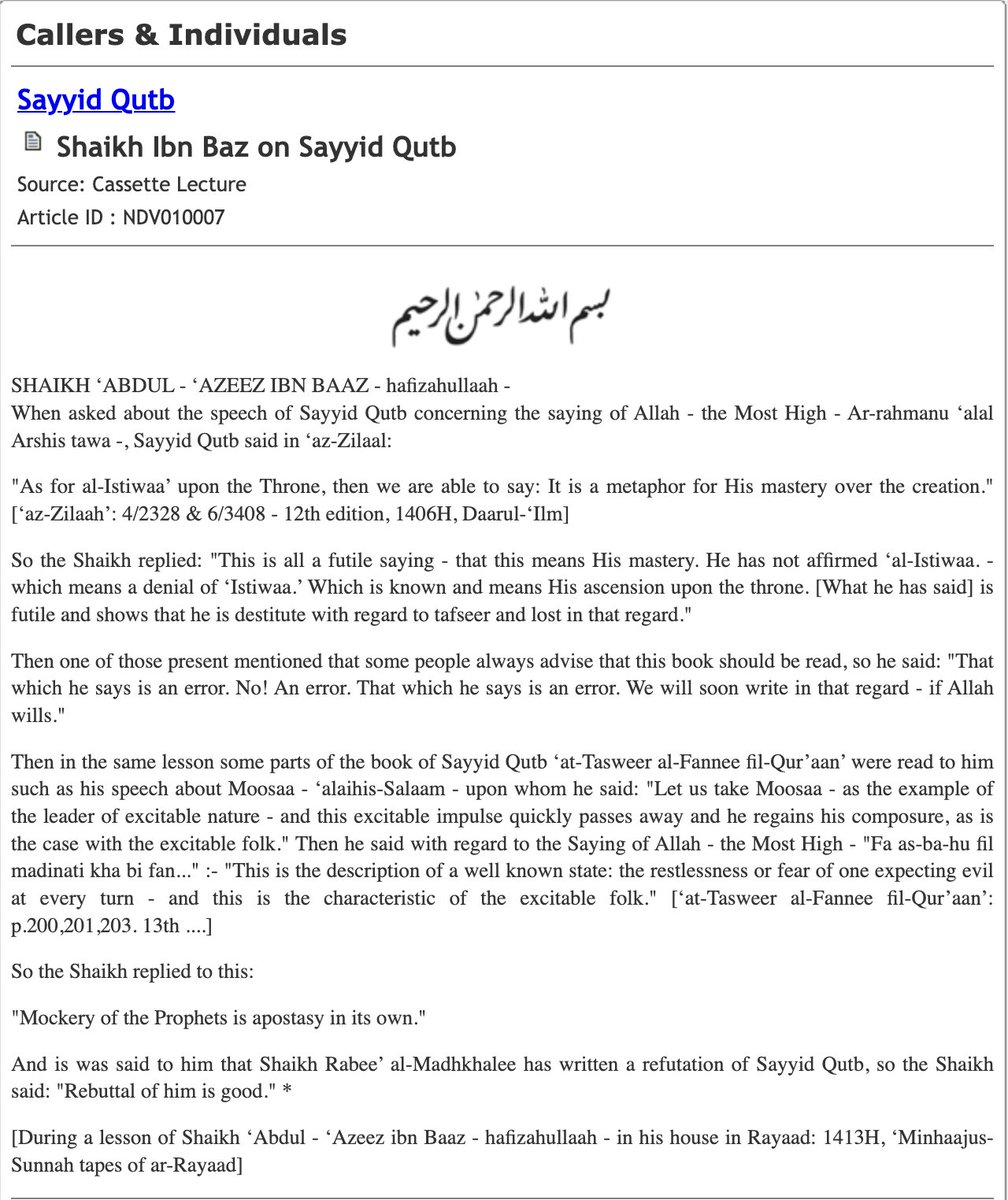 nadeem__9's tweet photo. Sheikh Bin Baz's statements on Sayyid Qutb
https://t.co/rai8R97nsl https://t.co/TkBHutp91L