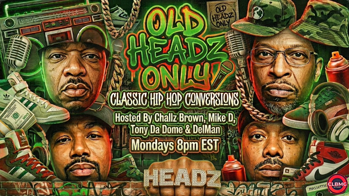ChallzBrownLife's tweet photo. Monday is about to be your favorite hip hop day 💯😆

‘OLD HEADZ ONLY’
Classic Hip Hop Conversations Podcast  

Hosted By Challz Brown, Mike D., Tony Da Dome &amp; DelMan

Mondays 8pm EST
Stay Tuned 📺 https://t.co/TrmSLn3Wf7