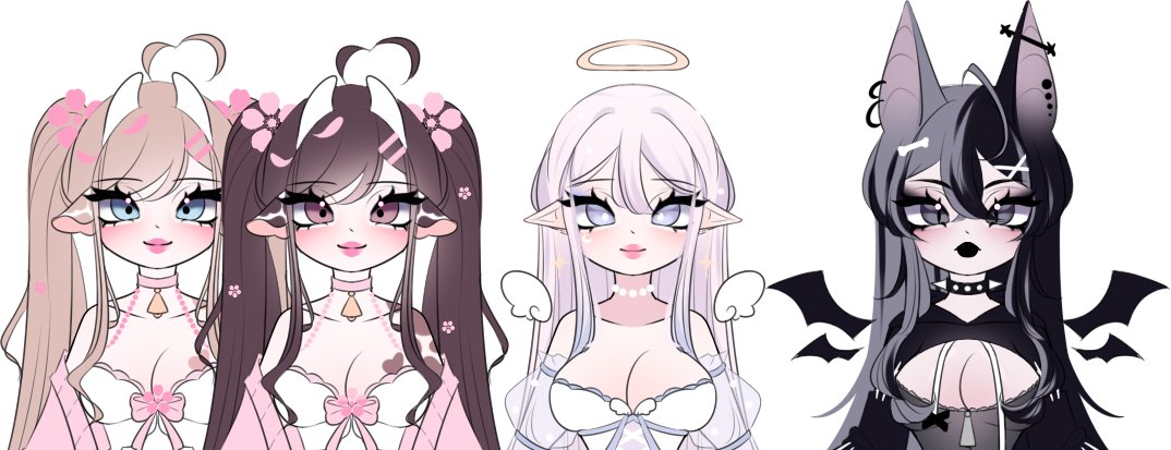 mixiart01's tweet photo. NEW BABS?! im back with more designs!! as always, this girls will be uploaded tomorrow!
preclaim is $60 with commercial use included (˶ˆ꒳ˆ˵)🩷
.
.
.
#VgenComm #vgencms #openadopt #adoptable #originalchacter #digitalartㅤ https://t.co/eHM7yu2QgQ
