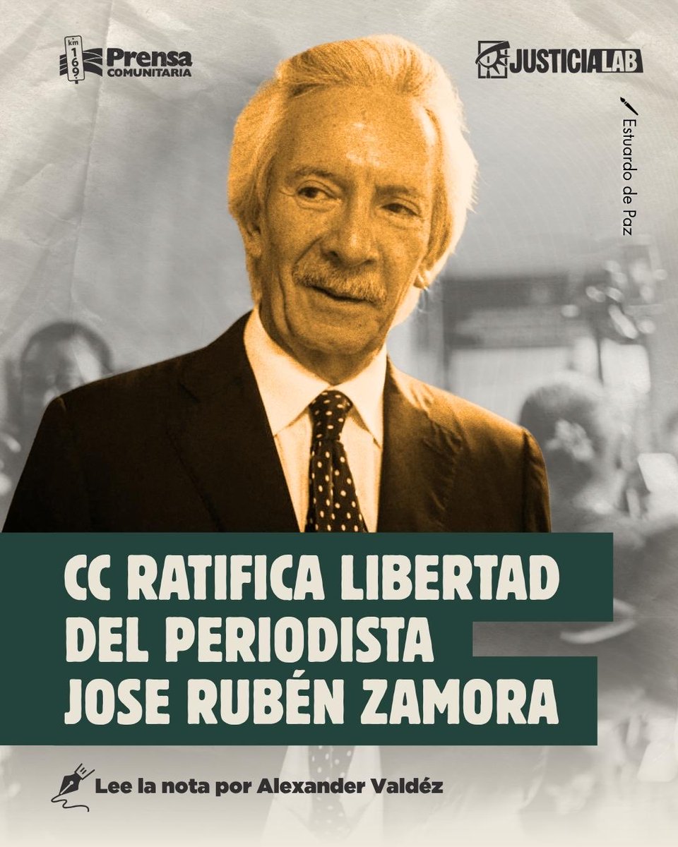 jczamora's tweet photo. ➤ La Corte de Constitucionalidad cerró la posibilidad de que el fundador de @el_Periodico, el periodista #JoseRubénZamora vuelva a prisión mediante los recursos planteados en los dos procesos penales abiertos en su contra. https://t.co/Mmp9kD50g7 Por @J_AlexValdez (vía @PrensaComunitar) #ZamoraLibre
