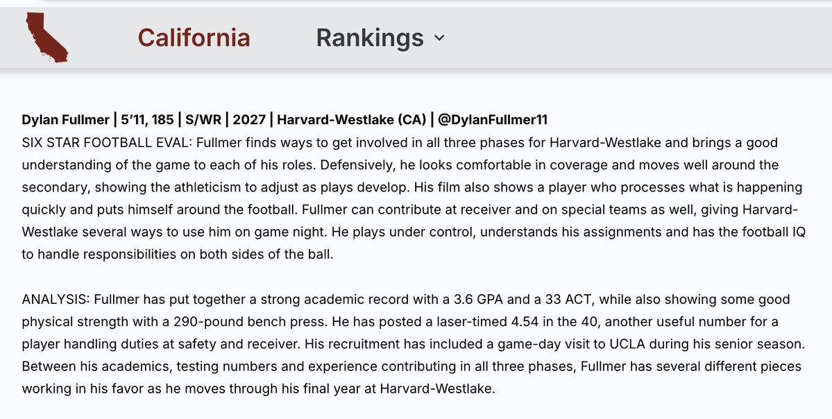 DylanFullmer11's tweet photo. Thank you to @sixstarfootball for the evaluation and including me in the list of midseason risers! @hwfootball @CoachWild15 @mfarrellsports @porter_dameon https://t.co/L8pRTk071Q