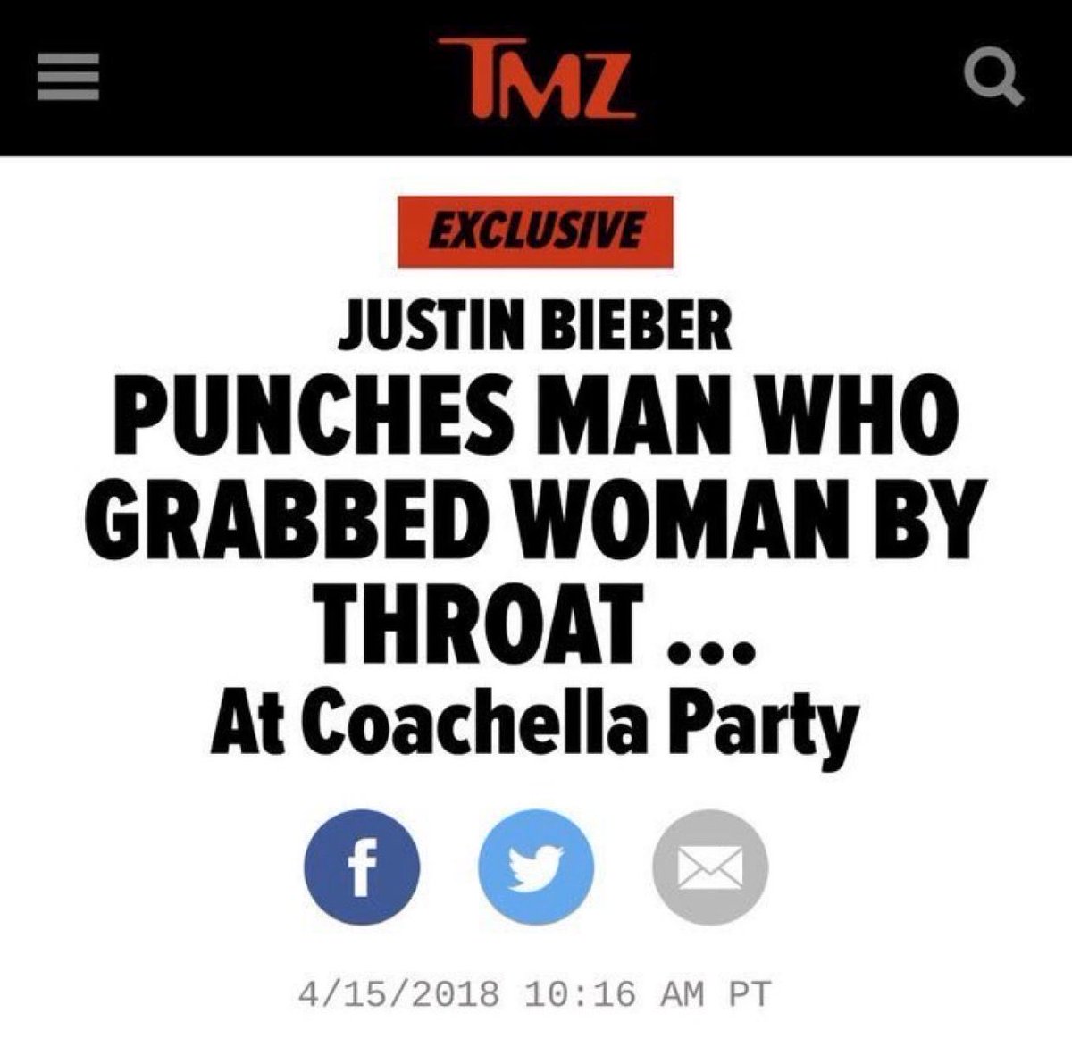 biebrupdates's tweet photo. No dia 14 de abril de 2018, Justin Bieber defendeu uma mulher que estava sendo agredida durante uma festa do Coachella, na Califórnia. Justin gritou para que o agressor, que segurava a mulher pela garganta, a soltasse. Ao perceber que ele não o obedecia, Justin acertou um soco no homem, fazendo com que ele a largasse.