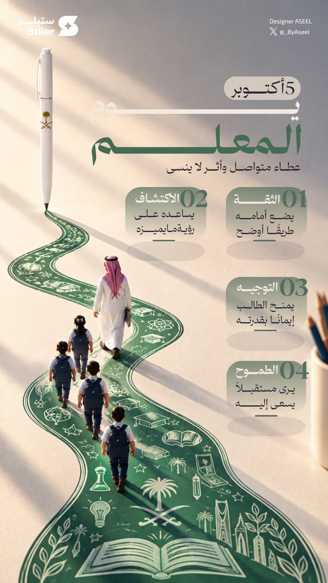 _ByAseel's tweet photo. شُكرًا لمن يصنع أثرًا لا يُنسى 🤍

يوم المعلم | 5 أكتوبر
Teacher’s Day

@stller_sa
#معسكرات_ستيلر https://t.co/2MKYUe3LQq