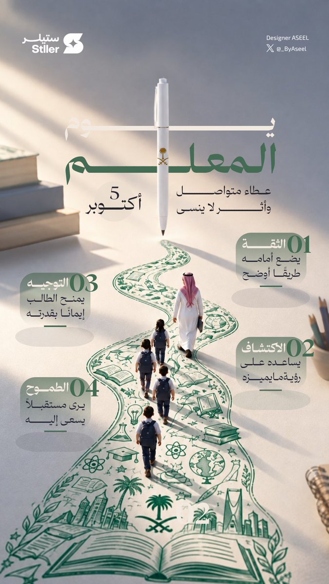 _ByAseel's tweet photo. شُكرًا لمن يصنع أثرًا لا يُنسى 🤍

يوم المعلم | 5 أكتوبر
Teacher’s Day

@stller_sa
#معسكرات_ستيلر https://t.co/2MKYUe3LQq