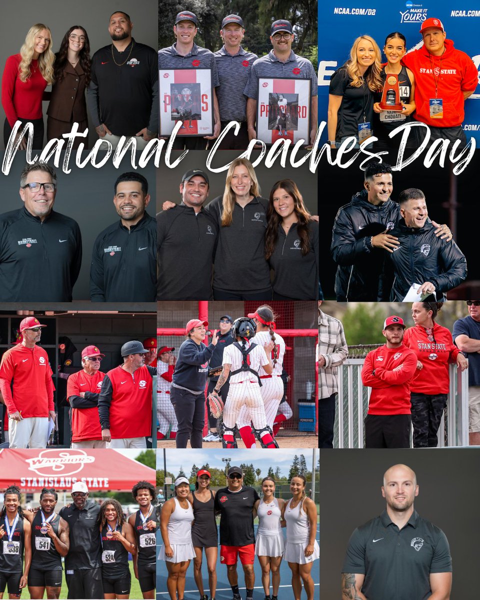 GoStanState's tweet photo. Happy National Coaches Day to the leaders who teach, inspire and represent what it means to be a Warrior. ❤️🖤

Thank you to all of our Stan State coaches for the time, energy and commitment you give to our student-athletes and programs every day.

We’re proud to have you leading the Warriors.

#NationalCoachesDay | #ValleyTough