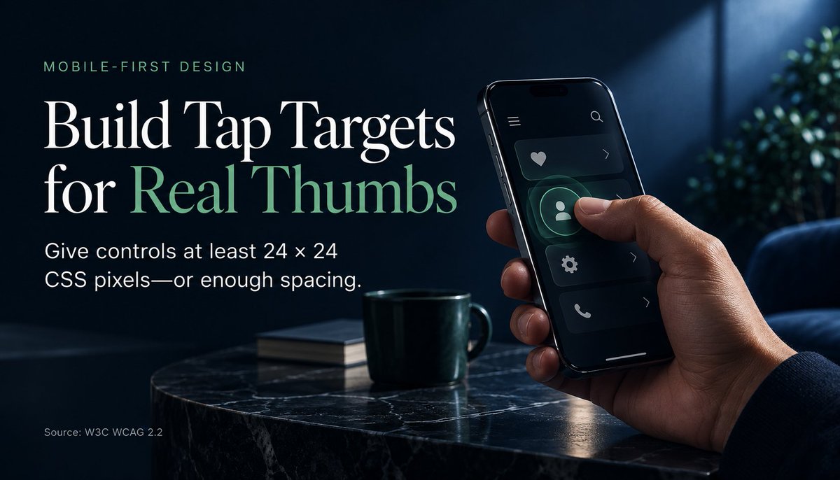 TGG_Birmingham's tweet photo. Tiny links create avoidable errors. Give mobile controls at least 24 by 24 CSS pixels or sufficient spacing, then test one-handed. https://t.co/QlPl1Sgkgx