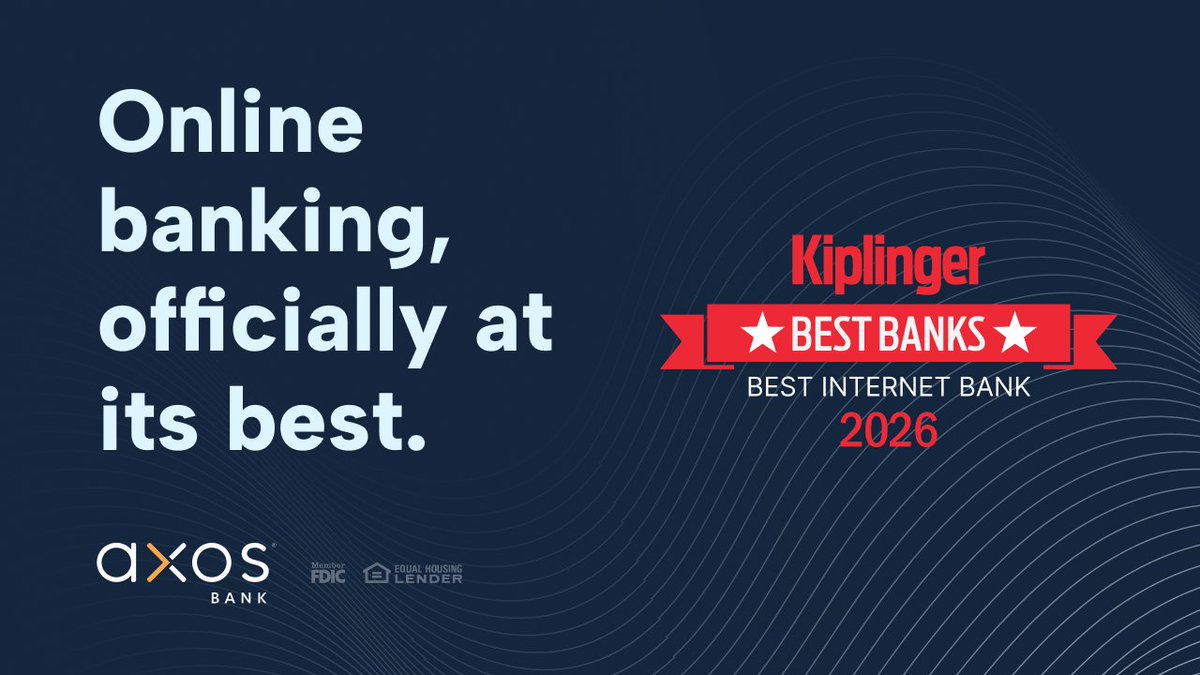 AxosBank's tweet photo. The future of banking is digital. Good thing we know a little something about that.
We were named among the Best Online Banks by @Kiplinger. 🏆
See what award-winning banking can do: https://t.co/oSg9A0kg2n https://t.co/MRVSxYfLjh